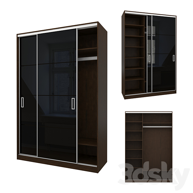 Sliding wardrobe in a narrow Modus MS163 profile 3ds Max - thumbnail 1