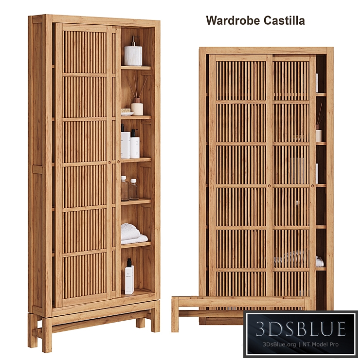 Solid teak cabinet FSC Castilla AM PM 3DS Max - thumbnail 3