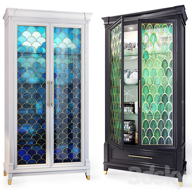 Swing cabinet Art Deco showcase. Showcase display cabinet Art Deco 3DS Max Model - thumbnail 1