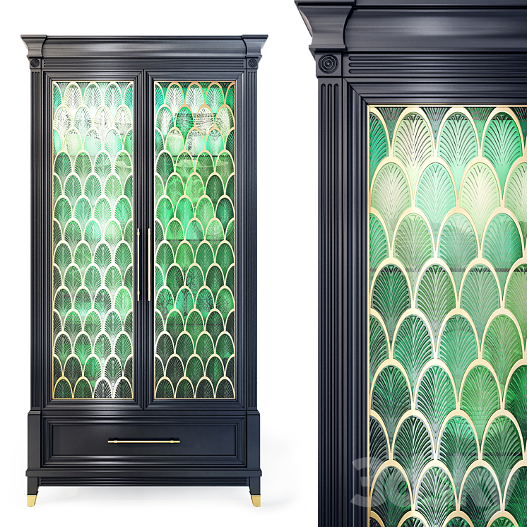 Swing cabinet Art Deco showcase. Showcase display cabinet Art Deco 3DS Max Model - thumbnail 2