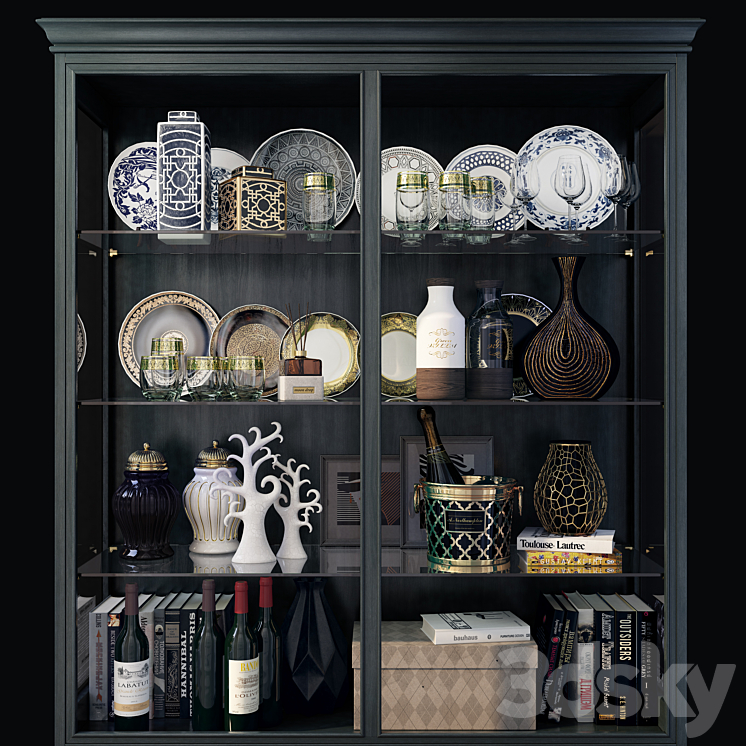 Swing cabinet with glass showcase Art Deco Carpanese 3DS Max Model - thumbnail 2