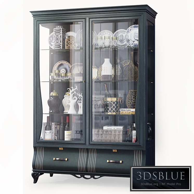 Swing cabinet with glass showcase Art Deco Carpanese 3DS Max - thumbnail 3