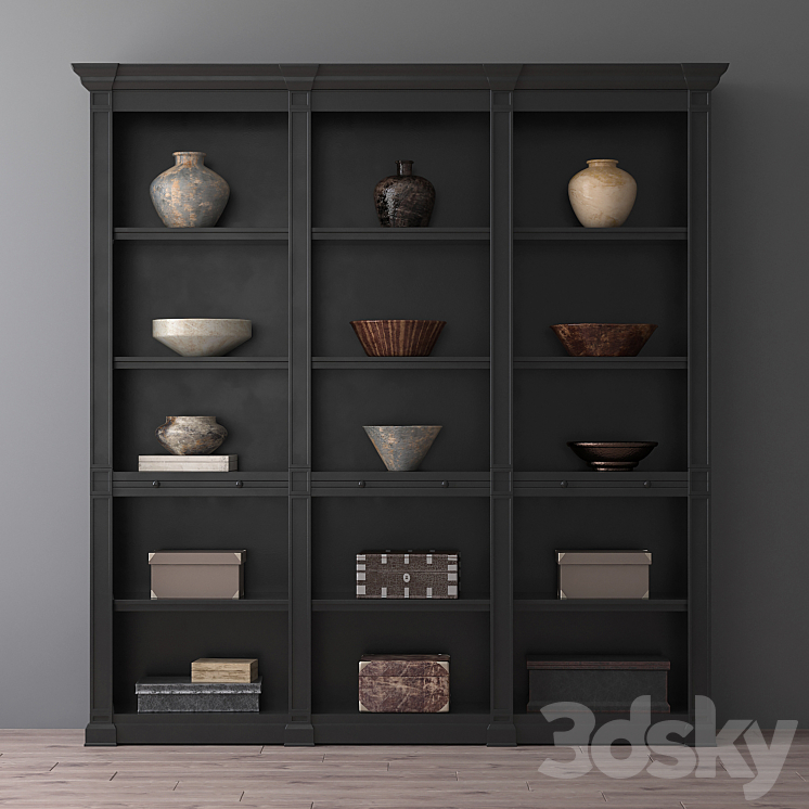 Triple bookcase RH 3DS Max - thumbnail 1