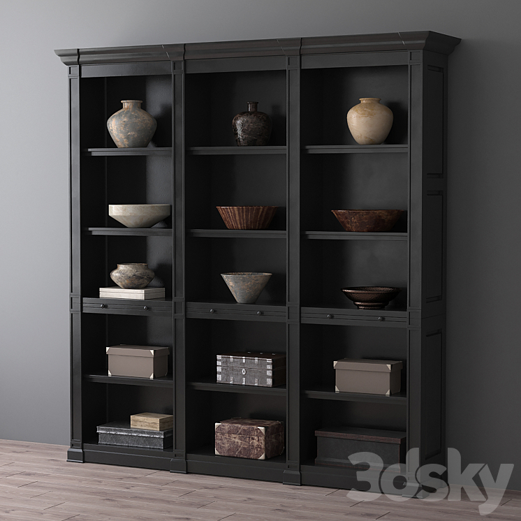 Triple bookcase RH 3DS Max - thumbnail 2