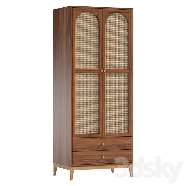 Vintage Cocoa Ash Wood Unfixed Wardrobe Closet 3ds Max - thumbnail 1