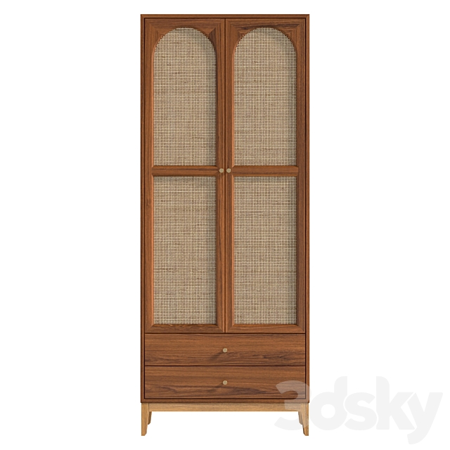 Vintage Cocoa Ash Wood Unfixed Wardrobe Closet 3ds Max - thumbnail 2