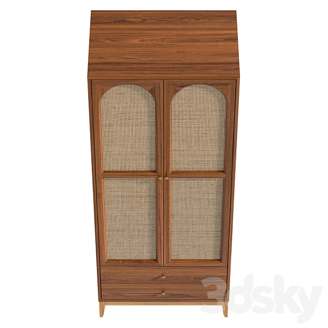 Vintage Cocoa Ash Wood Unfixed Wardrobe Closet 3ds Max - thumbnail 3