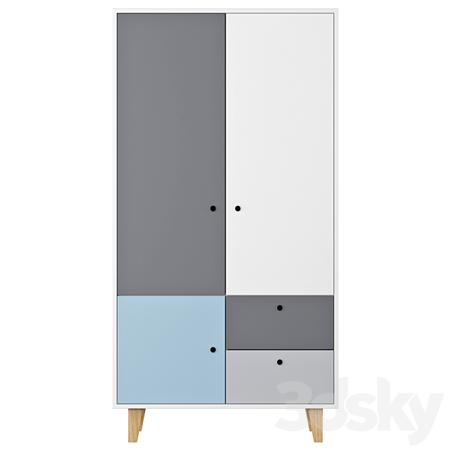 Vox Concept 2 Door Wardrobe in Gray & Blue | Cuckooland 3ds Max - thumbnail 1