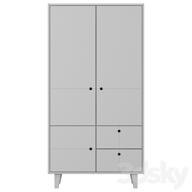 Vox Concept 2 Door Wardrobe in Gray & Blue | Cuckooland 3ds Max - thumbnail 3