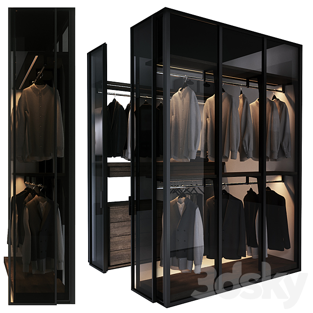 Walk in corner wardrobe 3ds Max - thumbnail 1