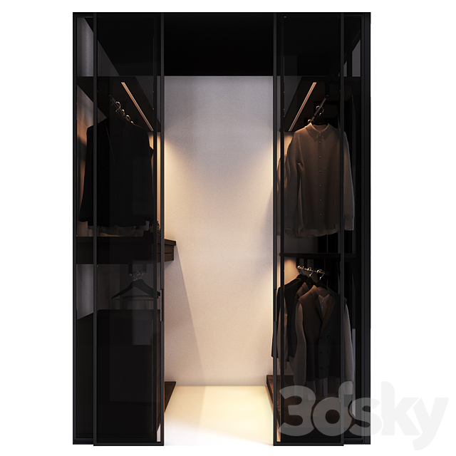 Walk in corner wardrobe 3ds Max - thumbnail 2