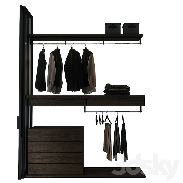 Walk in corner wardrobe 3ds Max - thumbnail 3