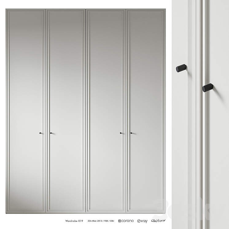 Wardrobe 019 3DS Max Model - thumbnail 1