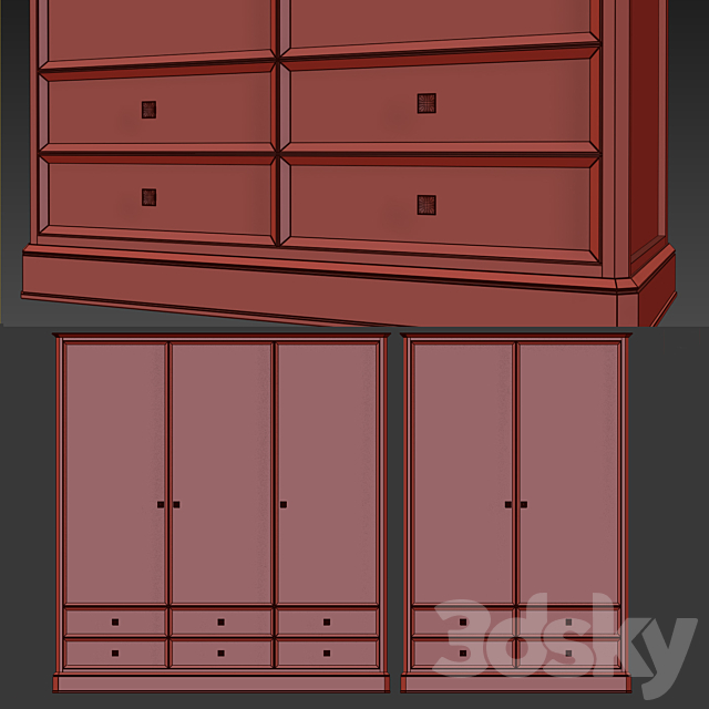 Wardrobe 2x _ 3 door. The Werby Ellington. 3ds Max - thumbnail 3