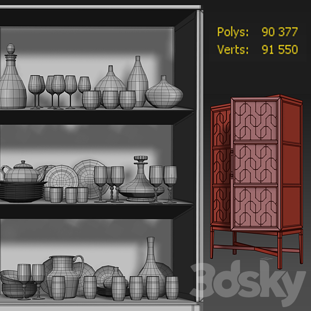 Wardrobe _ Display Cabinet Ensemble Display Cabinet by Carson 3DSMax File - thumbnail 3