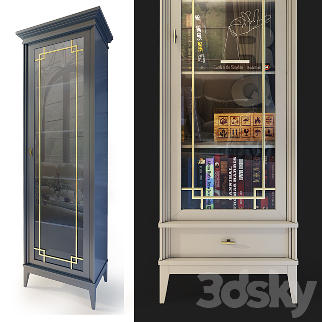 Wardrobe _ Showcase Manhattan. Showcase _ bookcase 3ds Max - thumbnail 2