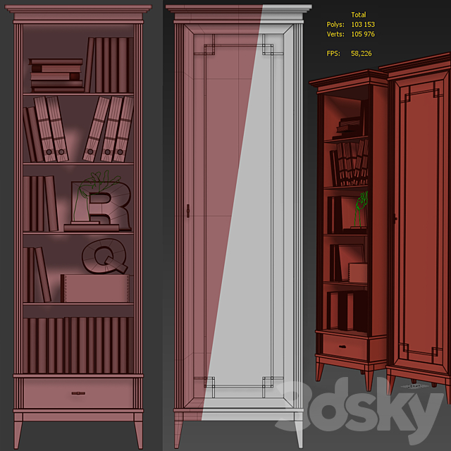 Wardrobe _ Showcase Manhattan. Showcase _ bookcase 3ds Max - thumbnail 3