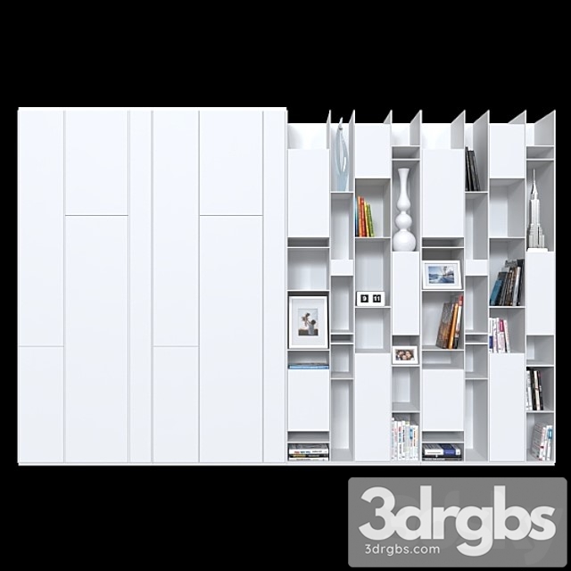 Wardrobe and shelving mdf italia random. 3dsmax Download - thumbnail 1