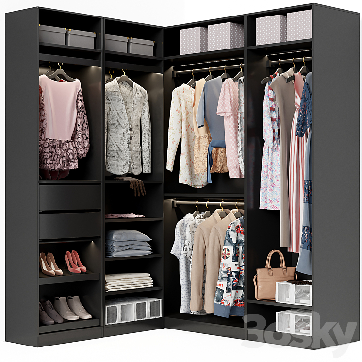 Wardrobe Ikea PAX corner 3DS Max Model - thumbnail 1