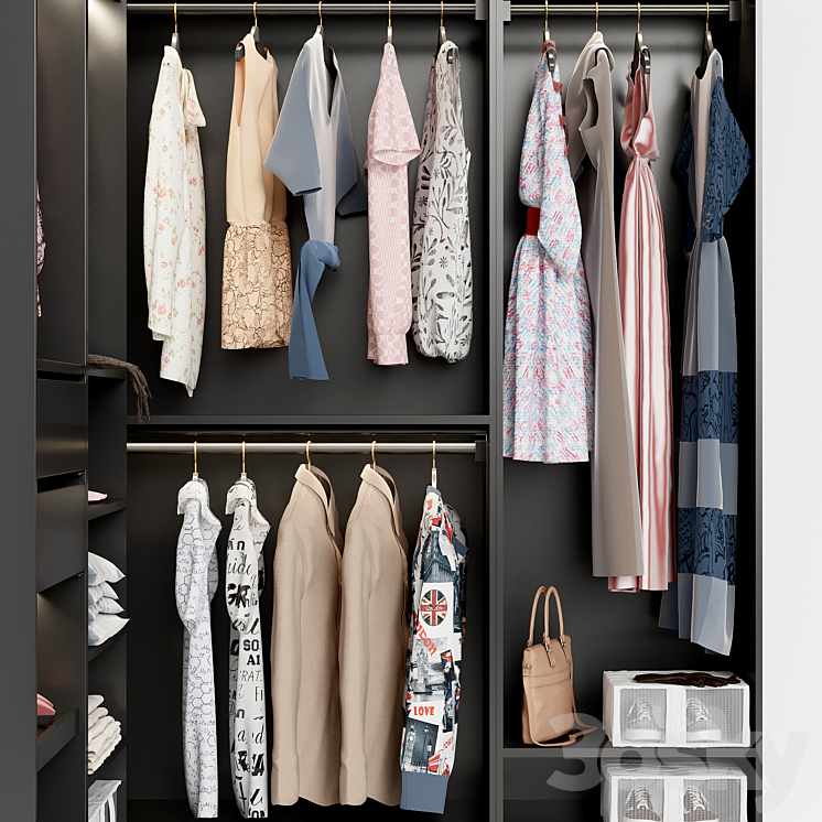 Wardrobe Ikea PAX corner 3DS Max Model - thumbnail 2