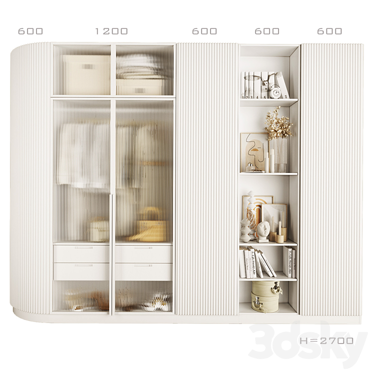 Wardrobe in bedroom 2 3DS Max - thumbnail 1