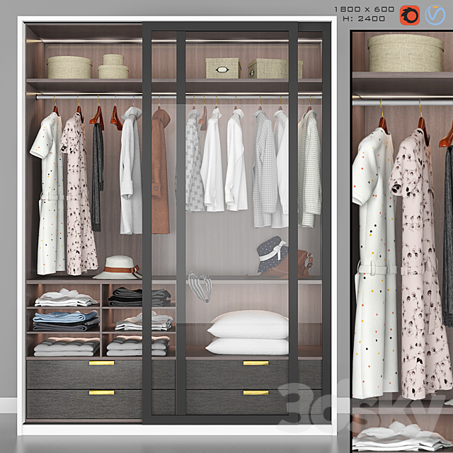 Wardrobe in the Bedroom 3ds Max - thumbnail 1