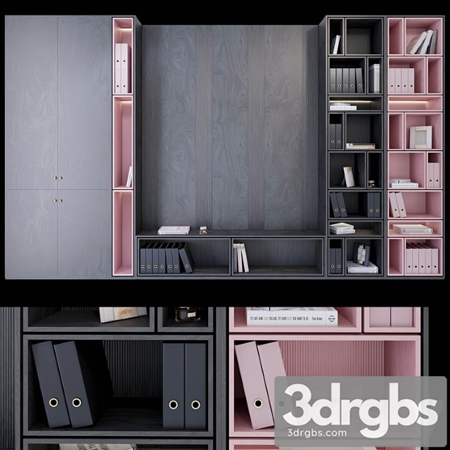 Wardrobe   plywood black and pink 3dsmax Download - thumbnail 1