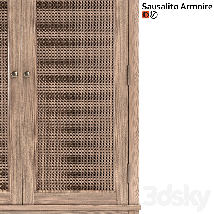 Wardrobe Potterybarn Sausalito Armoire 3DS Max Model - thumbnail 2