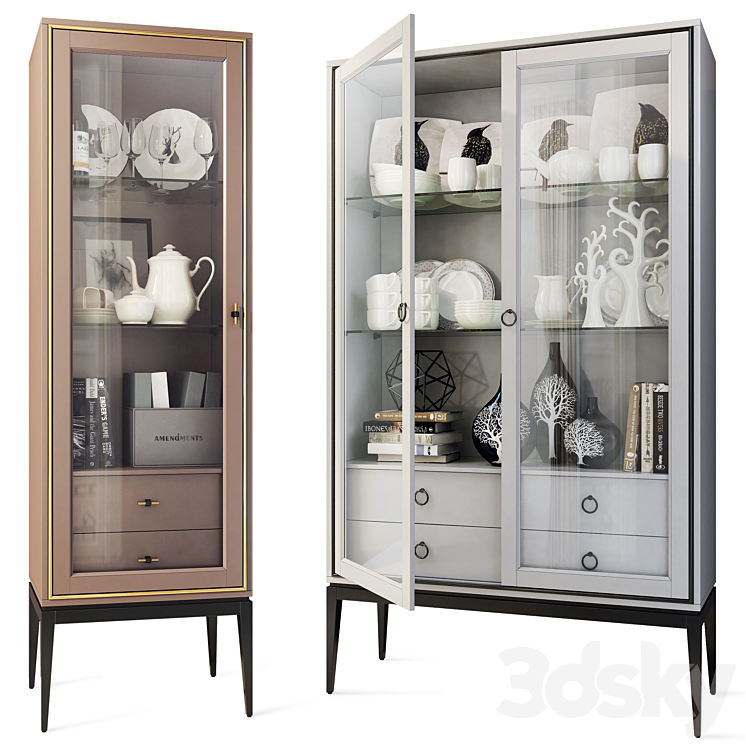 Wardrobe two-door \/ one-door showcase Prato. Cabinet showcase by ArtMax 3DS Max - thumbnail 1