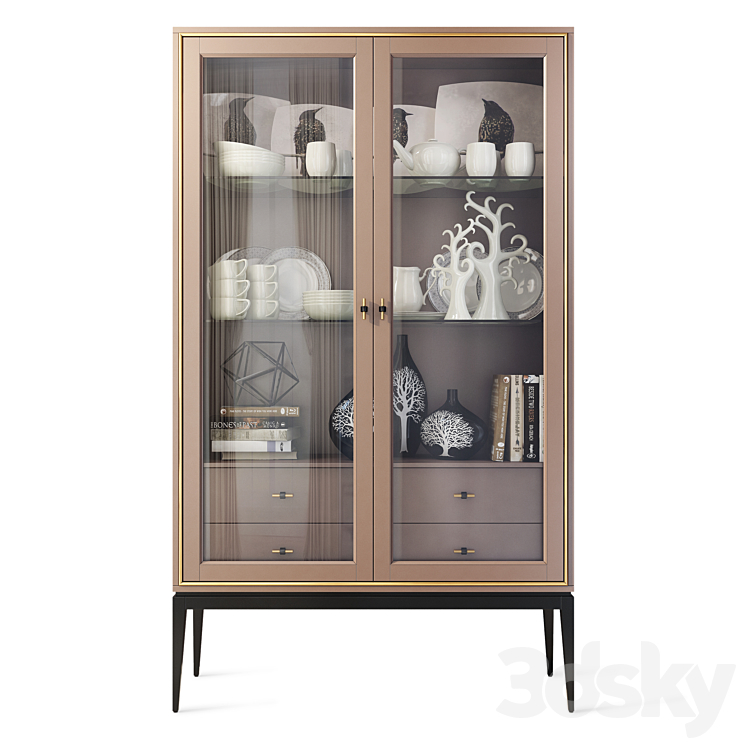 Wardrobe two-door \/ one-door showcase Prato. Cabinet showcase by ArtMax 3DS Max - thumbnail 2