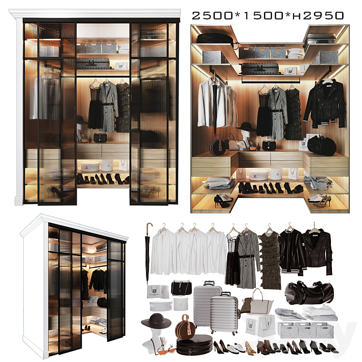 Wardrobe unit in the bedroom 3DS Max - thumbnail 1