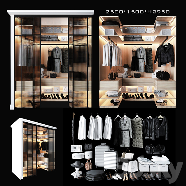 Wardrobe unit in the bedroom 3DSMax File - thumbnail 2