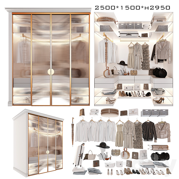 Wardrobe unit in the bedroom_2 3DS Max - thumbnail 1