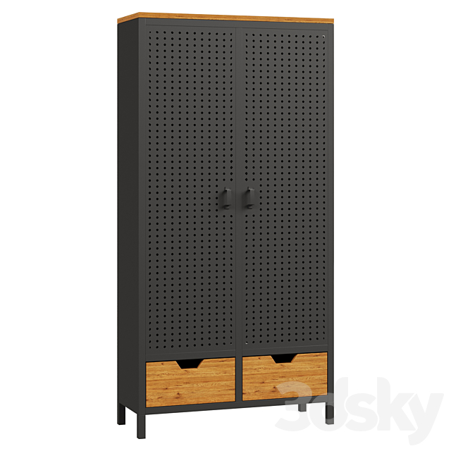 Wardrobe with 2 doors made of metal and oak AGAMA 3ds Max - thumbnail 1