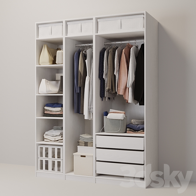 wardrobe with clothes 3ds Max - thumbnail 3