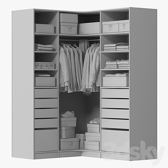 Wardrobe with Clothes 3DS Max Model - thumbnail 3