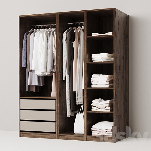 wardrobe with clothes 3DS Max Model - thumbnail 2