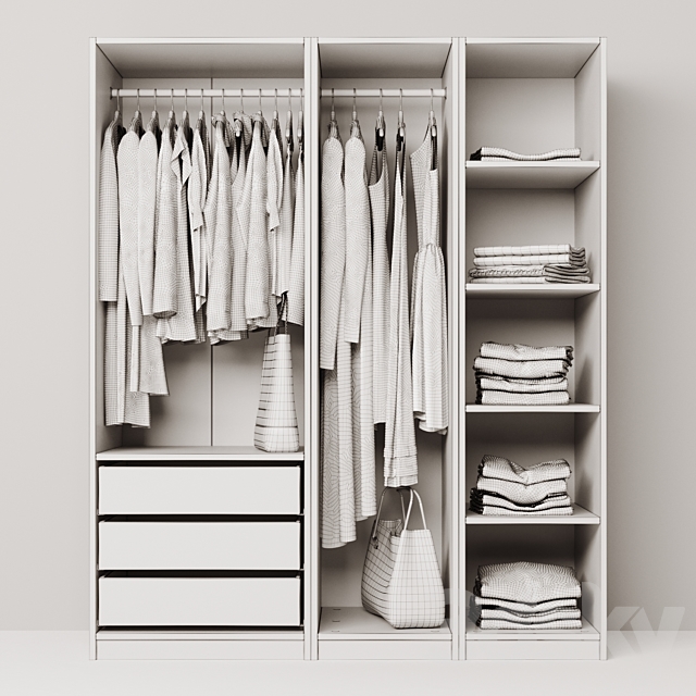 wardrobe with clothes 3DS Max Model - thumbnail 4