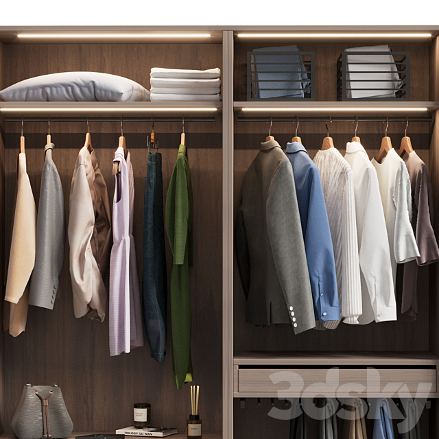 Wardrobe with clothes with glass doors 3ds Max - thumbnail 2