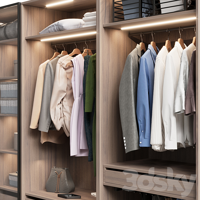 Wardrobe with clothes with glass doors 3ds Max - thumbnail 3