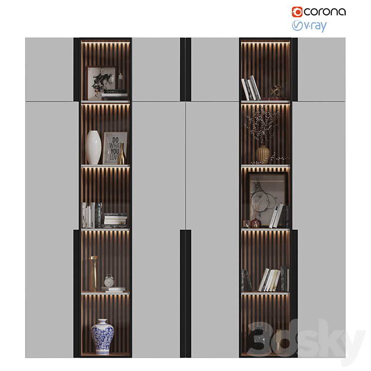 Wardrobe with decor # 2 3DS Max - thumbnail 1