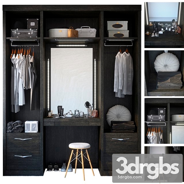 Wardrobe With Dressing Table 3dsmax Download - thumbnail 1