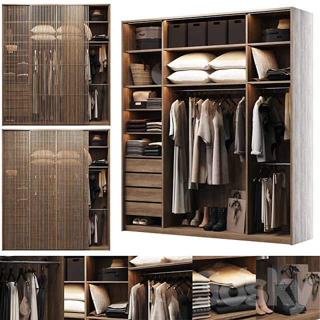 Wardrobe with filling and two front options 3ds Max - thumbnail 1