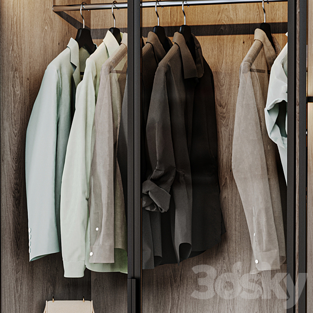 Wardrobe with glass doors 02 filled with clothes 3ds Max - thumbnail 3