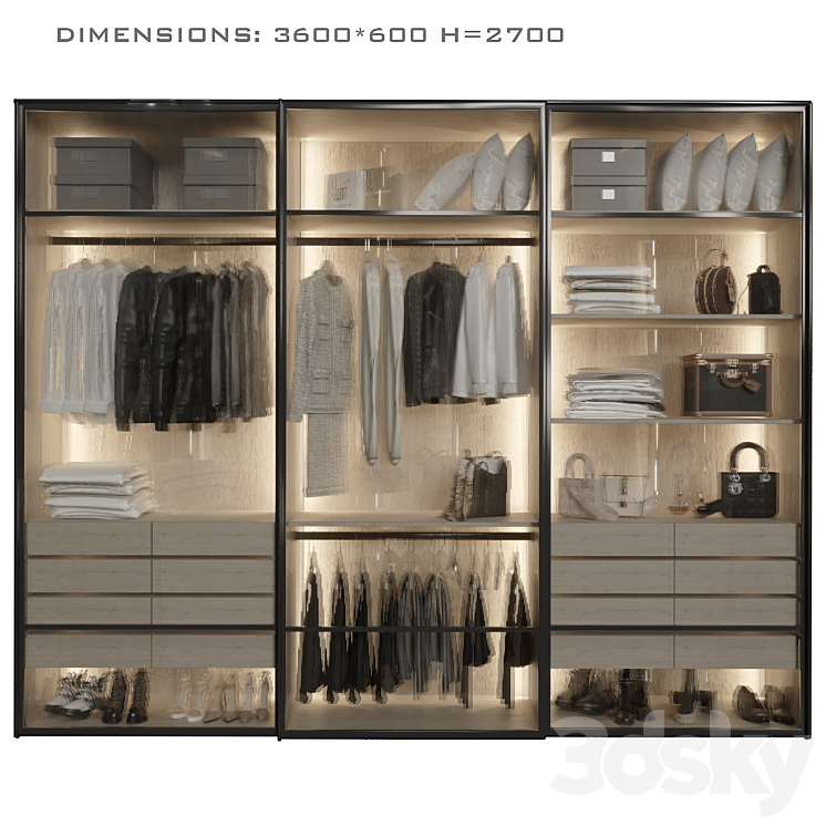 Wardrobe with glass doors 2 3DS Max Model - thumbnail 2