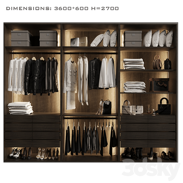 Wardrobe with glass doors 5 3DS Max - thumbnail 2