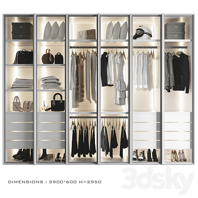 Wardrobe with glass doors 6 3ds Max - thumbnail 1