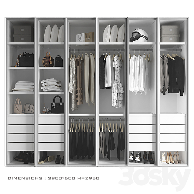 Wardrobe with glass doors 6 3ds Max - thumbnail 2