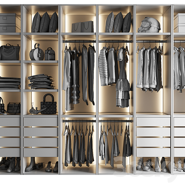 Wardrobe with glass doors 6 3ds Max - thumbnail 3