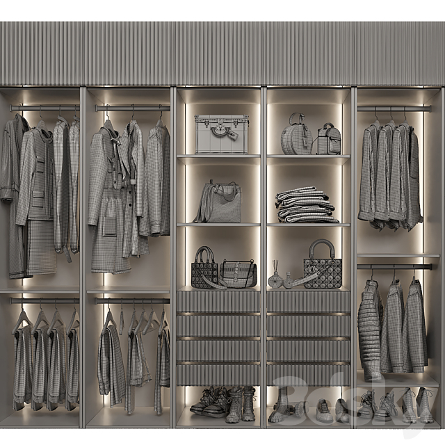 Wardrobe with glass doors_3 3DS Max Model - thumbnail 4